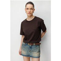 Oversized T-Shirt mit Rippenkragen