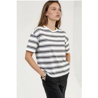 Oversized Gestreiftes Rundhals-T-Shirt