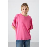 Oversized Baumwoll-Modal Rundhals T-Shirt