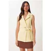 Taillierte Baumwoll-Gabardine-Weste mit Gürtel