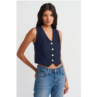 Taillierte Cropped-Weste aus Crêpe