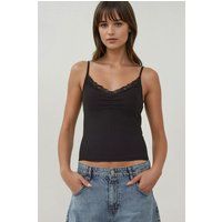 Geripptes Camisole-Top mit Spitze