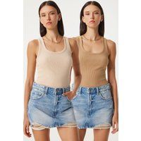 Gerippte Tanktops mit U-Ausschnitt