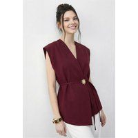 Elegante Crepe-Weste mit Bindegürtel