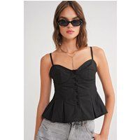 Peplum-Top mit Herzausschnitt und Knopfleiste