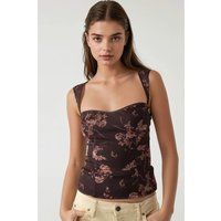 Floral bedrucktes Mesh-Korsett-Oberteil