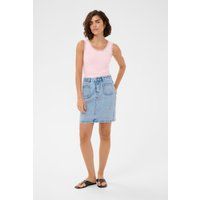 Geripptes Tanktop mit Spitzenbesatz