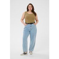Ripp-Tanktop mit Spitzenbesatz