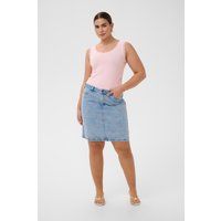 Geripptes Tanktop mit Spitzenbesatz
