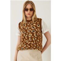 Strickweste mit markantem Leopardenmuster
