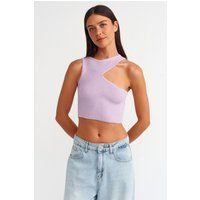 Asymmetrisches nahtloses Rippen-Crop-Top