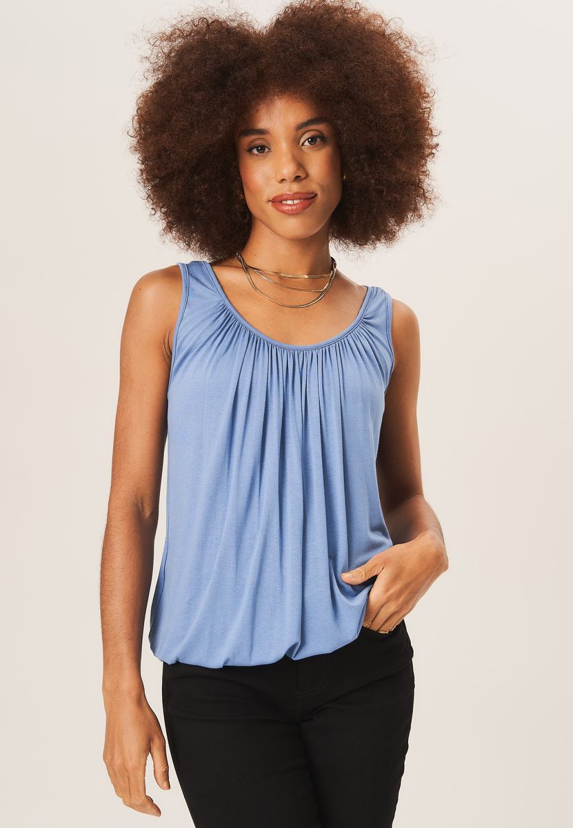 Ärmelloses Oversize-Top mit Falten