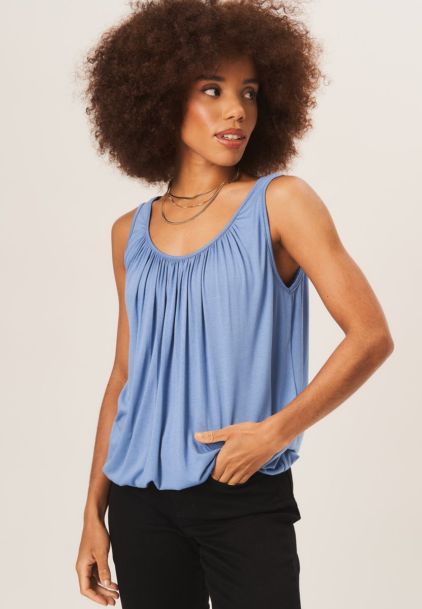 Ärmelloses Oversize-Top mit Falten