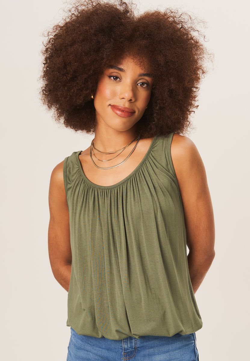 Ärmelloses Oversize-Top mit Raffung