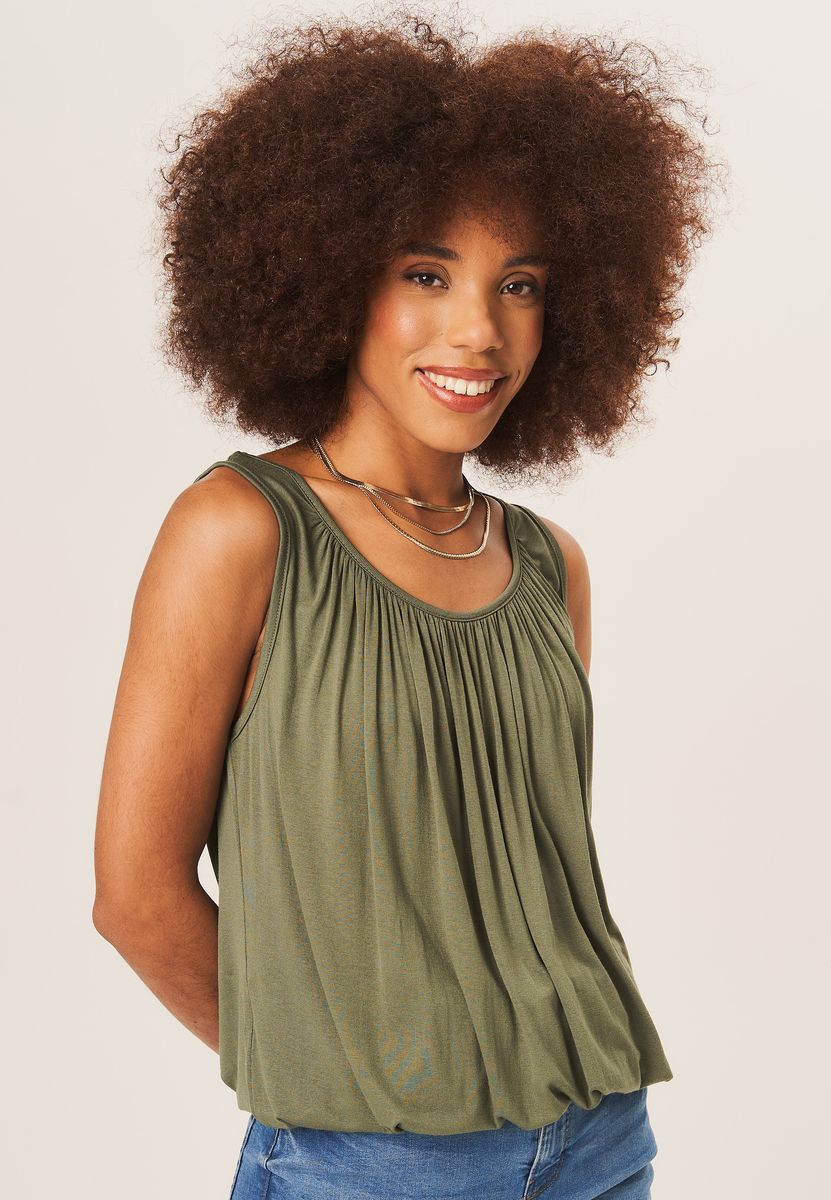 Ärmelloses Oversize-Top mit Raffung
