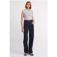 Gestricktes Ripp-Crop-Top mit Rundhalsausschnitt