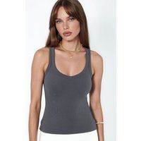 Geripptes Tanktop mit V-Ausschnitt