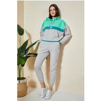Farbig Abgesetztes Kapuzen-Tracksuit-Set