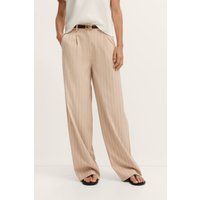 Nadelstreifenhose mit hohem Bund und weitem Bein
