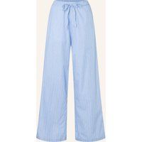 Gestreifte Baumwollhose mit weitem Bein