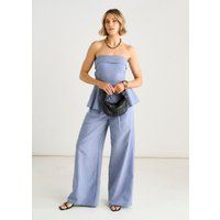 Elegante Nadelstreifenhose mit weitem Bein