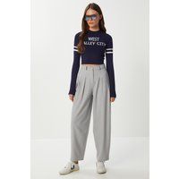 Hochtaillierte Taillierte Faltenhose