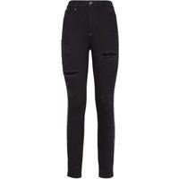 Zerrissene High-Waist-Hose mit Seitenstreifen
