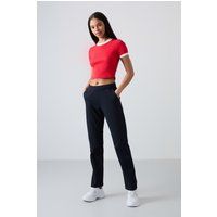 High-Waist Fleece-Sweatpants mit geradem Bein