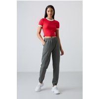 Hochgeschnittene Relaxed Fleece-Jogginghose