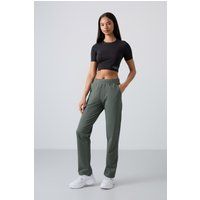 Hochtaillierte Fleece-Sweatpants mit geradem Bein