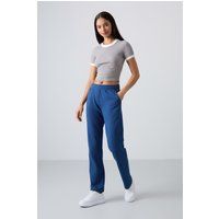 Hochtaillierte Fleece-Sweathose mit geradem Bein