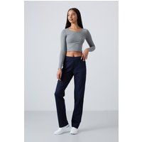 Gerade geschnittene Fleece-Loungehose