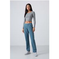 Geradgeschnittene High-Waist Fleece-Pants