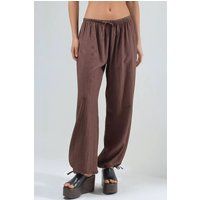 Strukturierte Weitbeinhose mit Kordelzug