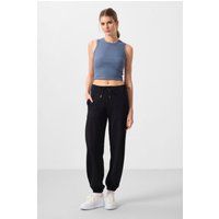 Lockere Crepe-Jogginghose mit mittlerem Bund