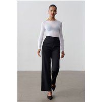 Gerade Krepp-Hose mit hohem Bund