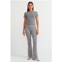 Gerippte Schlaghose mit hoher Taille