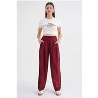 Leinenhose mit hohem Bund