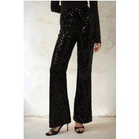 Glitzernde Schlaghose mit Paillettenbesatz