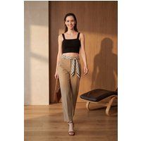 Hochtaillierte Crepe-Hose mit geradem Bein