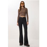 High-Waist Schlaghose mit Gürtel