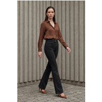 Hochtaillierte Schlagjeans aus Denim