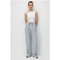 Hochtaillierte Baumwollhose mit Geradem Bein