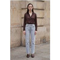 Hochtaillierte Straight-Leg Knöcheljeans