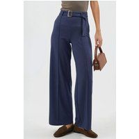 Hochtaillierte Stoffhose mit Gürtel
