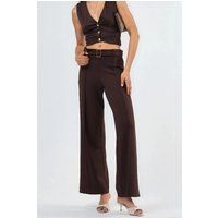 Hochtaillierte Stoffhose mit Gürtel