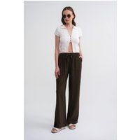 Baumwollhose mit geradem Bein und Bindeband