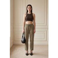 Knöchellange Baumwollhose mit Kordelzug