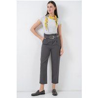 Gerade Hose mit Paperbag-Taille