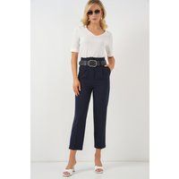 Hochtaillierte gerade knöchellange Hose